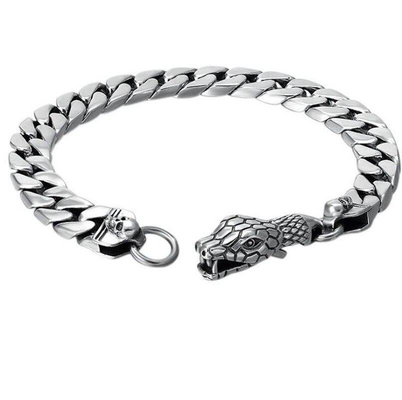 Men and Women Punk Vintage Metal Survival Snake Bone Smooth Bracelet Jewelry