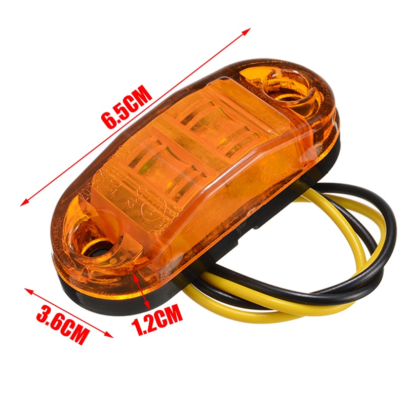 10Pcs 10V-30V LED Car Side Marker Tail Light Amber 10V-30V Trailer Truck Lamp Car Bus Truck External Lights