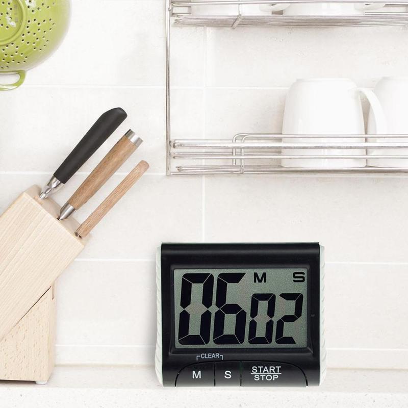 Digital Screen Kitchen Timer Large Display Digital Timer Square Cooking Count Up Countdown Alarm Clock Sleep Stopwatch Clock