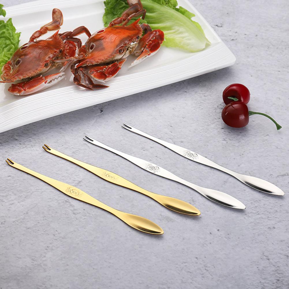 Anti-rust 5Pcs/Set Portable Durable Crab Seafood Tool Fork Safe Seafood Meat Pick Mirror Polishing for Families