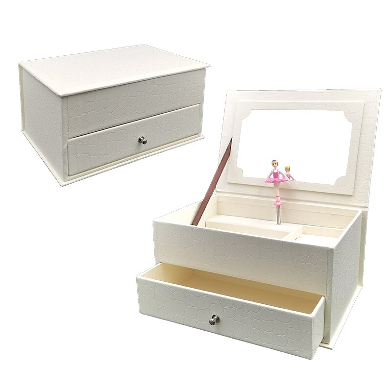 White Music Box Paper Art Makeup Box Jewelry Box Birthday Begging Wedding Packaging Snakeskin Pattern Paper Music Box: Snakeskin Pattern