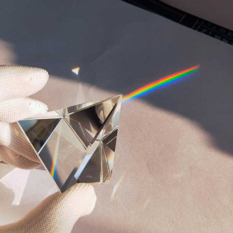 One Piece 80mm Magical Rainbow Prism for Photography K9 Optical Pyramid Prism Glass Polyhedral Science Studying Color Prism