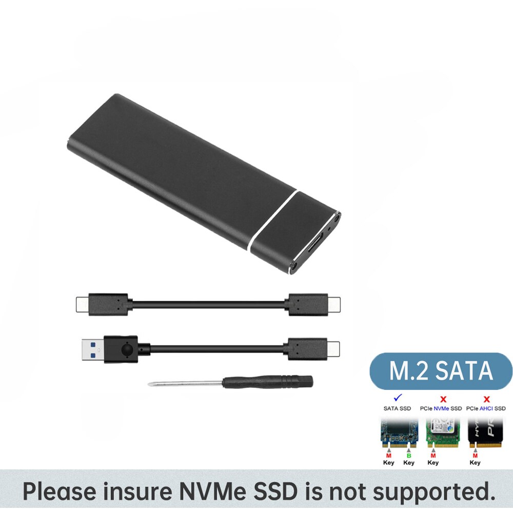 Boîtier SSD USB 3.1 vers M.2 NGFF, adaptateur UASP SuperSpeed pour 2242 2260 2280 M2: 2 cables Black