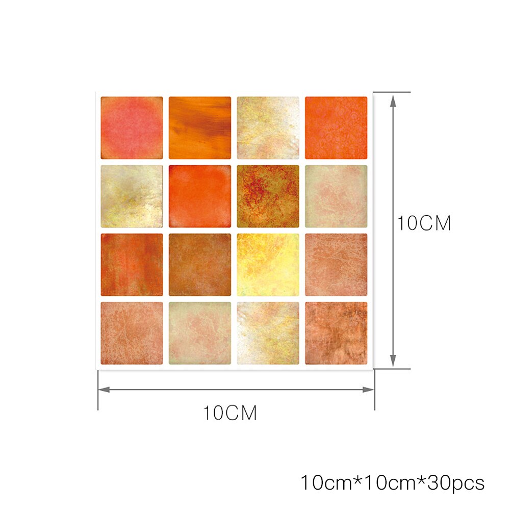 30 pcs Mosaic Self-Adhesive Waterproof DIY Wall Art Home Bedroom Bathroom kitchen Tile Sticker Wall Sticker wallpapers: 02