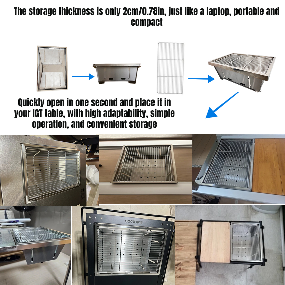 Parrilla de barbacoa de acero inoxidable 304, estufa portátil para exteriores, estufa de mesa IGT, estufa de leña plegable, barbacoa, estufa de Camping