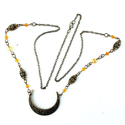 Acessórios de cabeça de padrão de lua vazada, estilo gótico retrô, gota, corrente de cristal, conta de cabeça para meninas, imperdível: VGH008-4