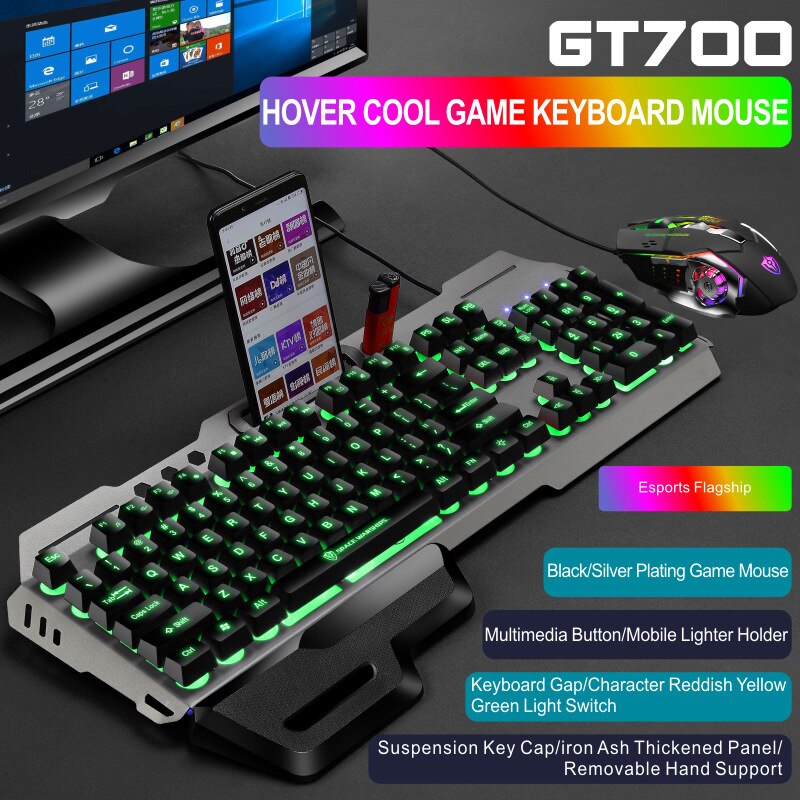 Gaming Keyboard Gamer Keyboard and Mouse Combos with Breathing Backlight USB Wired 104 Keycaps Ergonomic Keyboard for PC Laptop: SMT3C526BlackSet2