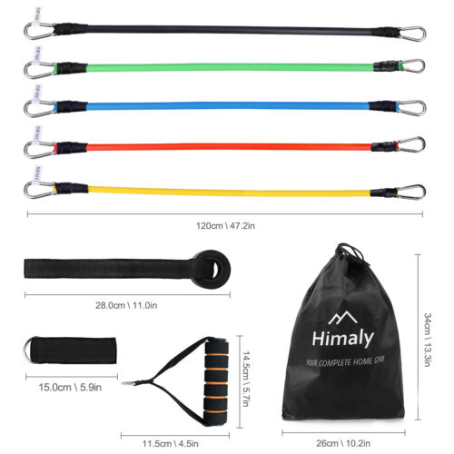 Newest 11pcs Fitness Resistance Bands Gym Kit Tubes with Handle Door Anchor Ankle Strap