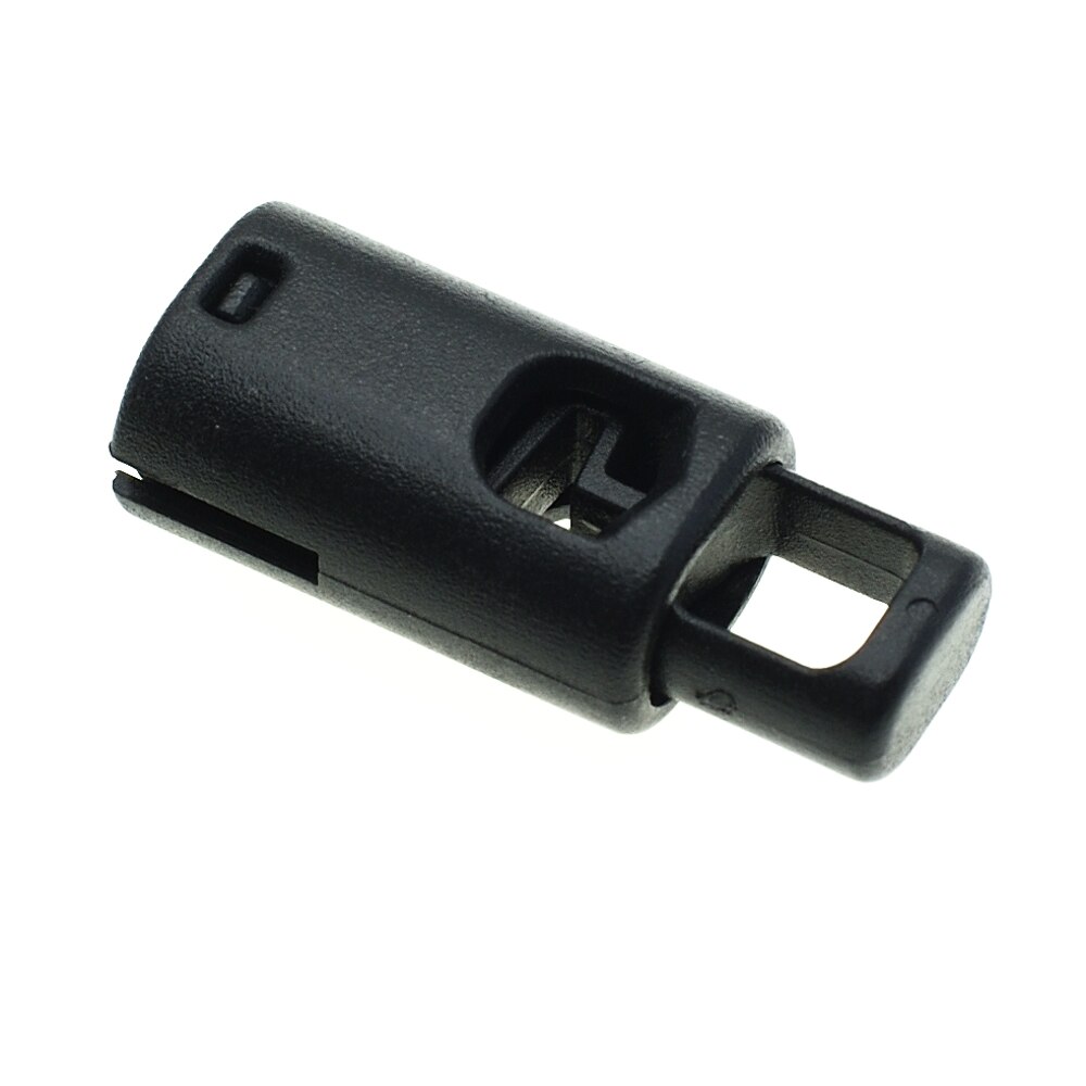 100 Stks/pak Cord Lock Stopper Cilinderhuis Plastic Toggle Clip Cord Gesp Voor Kledingstuk Accessoires Zwart