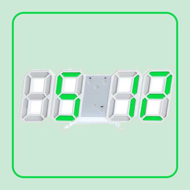 Nordic Digital Alarm Clocks Wall Hanging Watch Snooze Function Table Clock Calendar Thermometer Display Office Electronic Watch: white and green