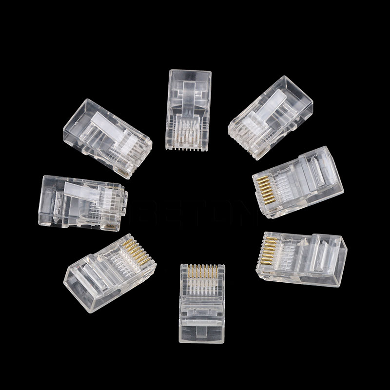 kebidumei 50PCS RJ45 RJ-45 CAT5 CAT5E Modular Cable Head Plug Ethernet Gold Plated Network Connector Best