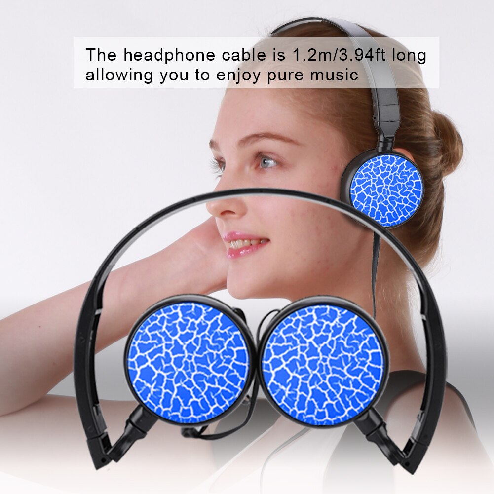 Puseky Portable Wired Headphones 3D Stereo Foldable Headset Audio Mp3 Adjustable Earphones for Music