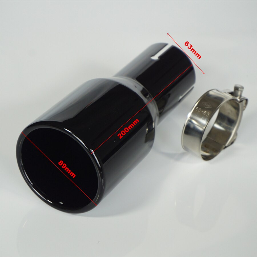 Tubo de escape negro de acero inoxidable para coche, boquilla de silenciador de pintura para hornear, 2,5 &quot;de entrada, 3,5&quot; de salida