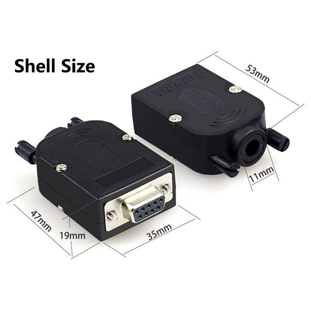 DB9 Welding-free Male Plug Female Socket Screw Lock Shell Kit RS232 9 Pin Serial Port Connector 485 422 Interface D-Sub9 Adapter