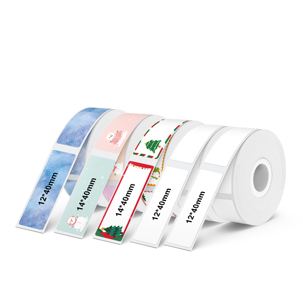 Inkless Label Printer P12 Portable Mini Printer Bluetooth Wireless Thermal Printer Auto Cut Labeling Machine or 5PK Label Rolls: Blue