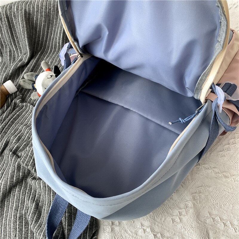 Mochila de Nylon impermeable de gran capacidad para mujer, bolso de viaje coreano para chica joven, bolsillo transparente, mochila escolar con hebilla de inserción, novedad de