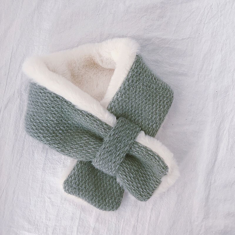 Boys Girls Cross Scarf Warm Winter Autumn Kids Collar Scarf Neck Warmer Children Scarf 1-4Y: dark green
