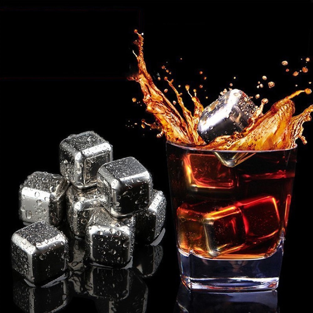 4/6/8 Stuks Rvs Ice Cubes Herbruikbare Chilling Stones Voor Whiskey Wijn Houd Je Drankje Koud langer Whisky Bar Party Tool