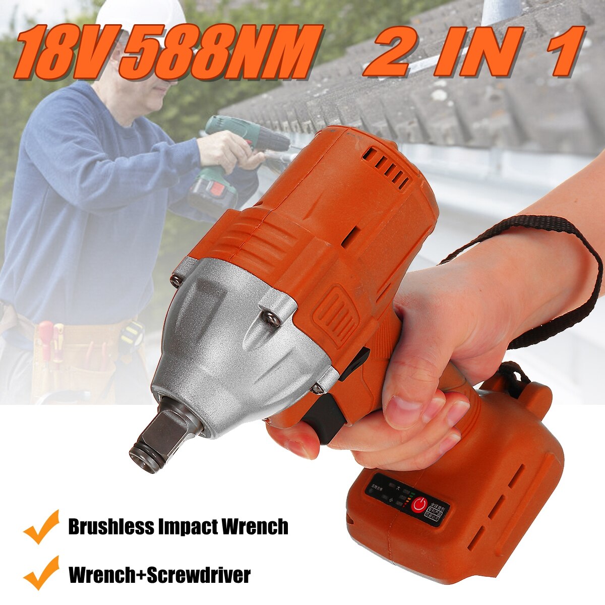 18v elektrische borstelloze slagschroevendraaiers 32mm 588n. m koppel oplaadbare 1/2 dopsleutel elektrisch gereedschap draadloos voor makita accu