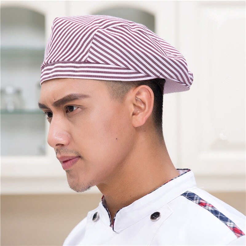 Mænd kvinder mesh patchwork kok restaurant køkken madlavning arbejdstøj hatte baret hotel bakey cafe tjener åndbar kasket 56-58cm