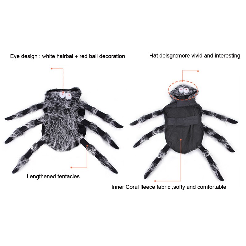 Halloween psy kostium kamizelka ogromny sztuczny pająk zwierzęta stroje Cosplay kostium przebranie Halloween akcesoria dla zwierząt dla psa kota