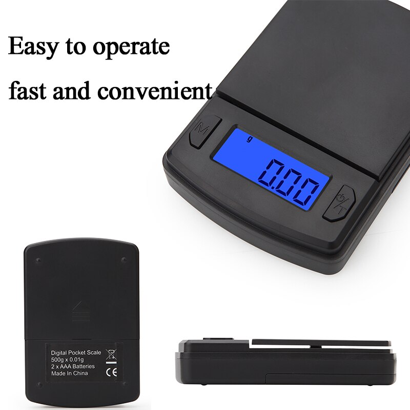 1 Uds. Escala de alta precisión Mini báscula de plástico de bolsillo para pesar joyas de oro balanzas de alimentos Balanza de gramos balanza electrónica LCD