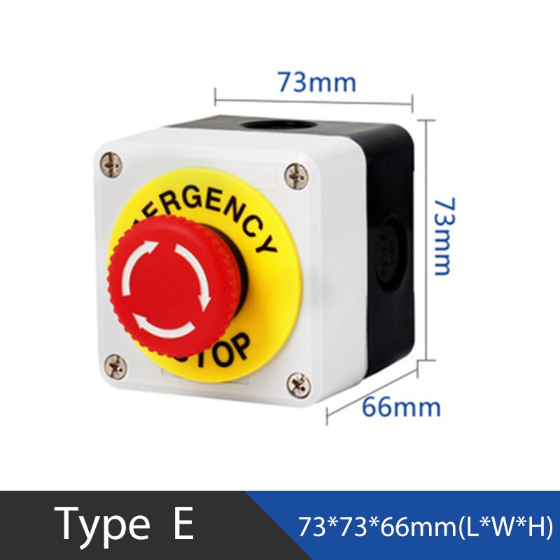 DIY 1P 5A Elevator Power Start Push Button Switch Control Box Emergency Stop IP65 Waterproof Indicator Light: E