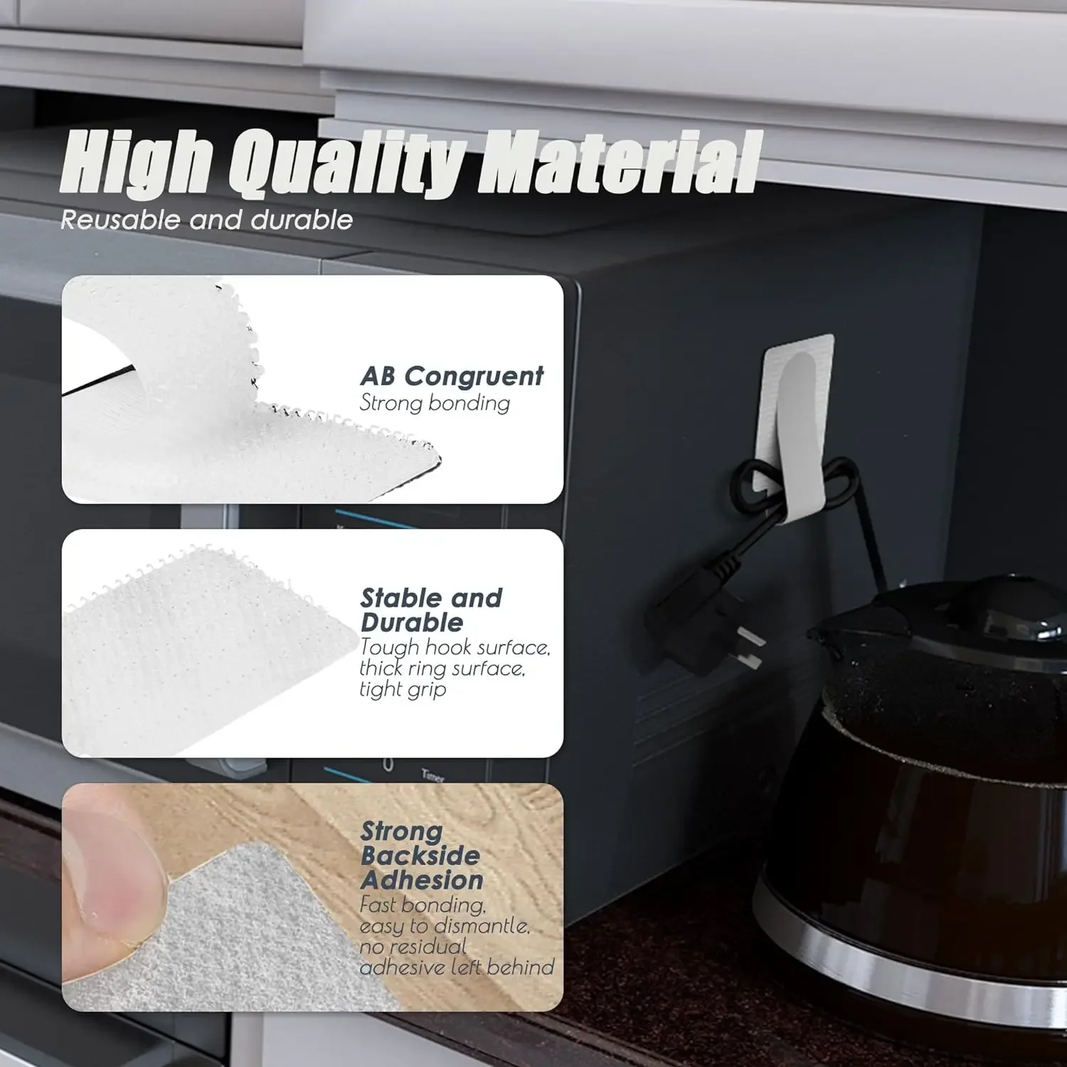 Reusable Cable Ties Velcro Ties Self-Adhesive Power Cord Cable Holder Adjustable Cord Storage Desktop Organiser Manager