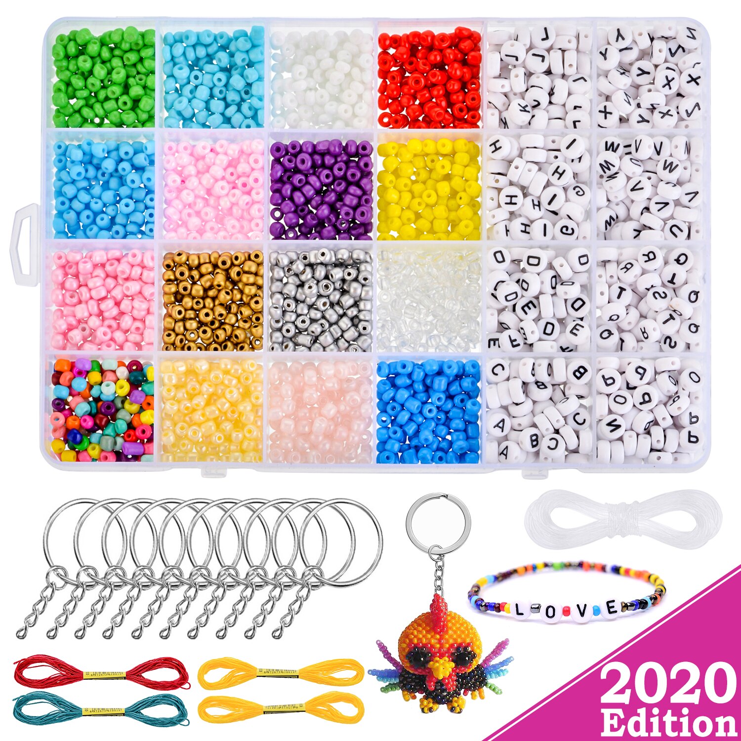 1 sett bokstavperler sett smykkeperler sett glassfrøperler akrylbokstavperler passer til gjør-det-selv-smykker å lage armbånd halskjede rekvisita: Lysegrå
