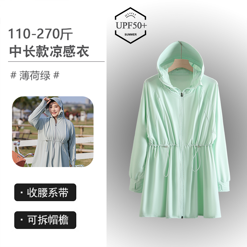 Zonwering Kleding Vrouwen Lange Jas Upf50 + Uv Zonnebrandcrème Jas Zonnebrandcrème Bescherming Lange Jas Capuchon Wasbare Ruches Xl: XXXL / green