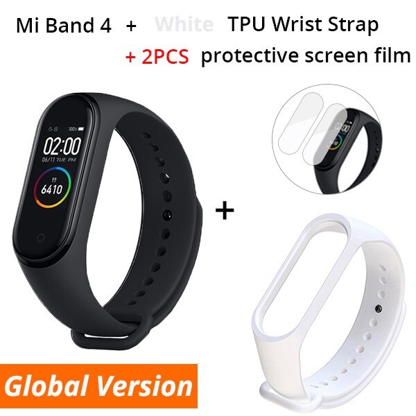 Originale Xiao mi mi fascia 4 Globale versione Di Smart braccialetto 3 Di colore schermo AMOLED mi FASCIA 4 Fitness Traker Bluetooth smartband: GL n White Strap