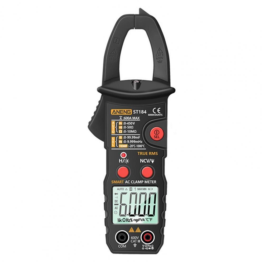 6000 Counts Electrician Clamp Multimeter Simple Use Temperature Measurement Practical Large Display Digital Clamp Meter: Black
