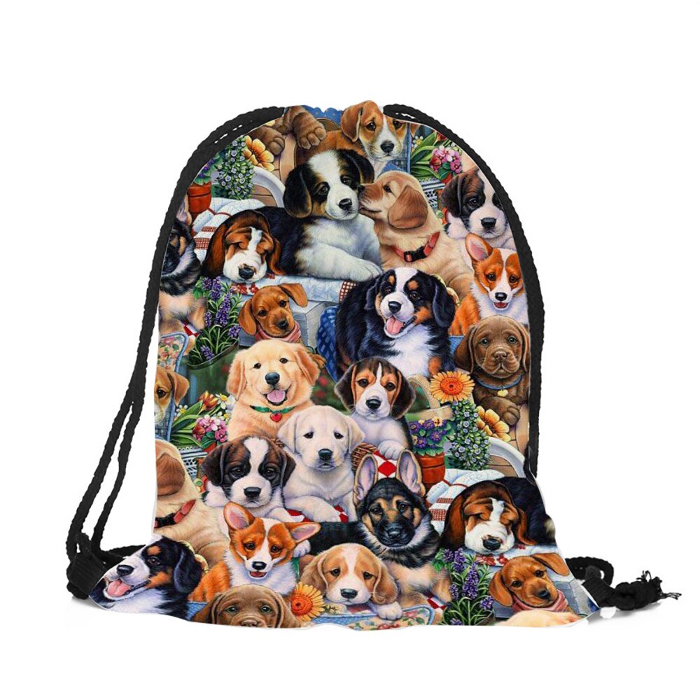 Pretty Dier Patroon Casual Rugzak Golden Retriever Labrador Kat Print Schoudertas Wasbare Duurzaam Multifunctionele Zakken: 001