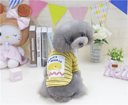 E39 goedkope zomerse honden t-shirts jassen kleding walvispatroon puppy hond kat vest shirts voor chihuahua hond producten benodigdheden: Geel / S