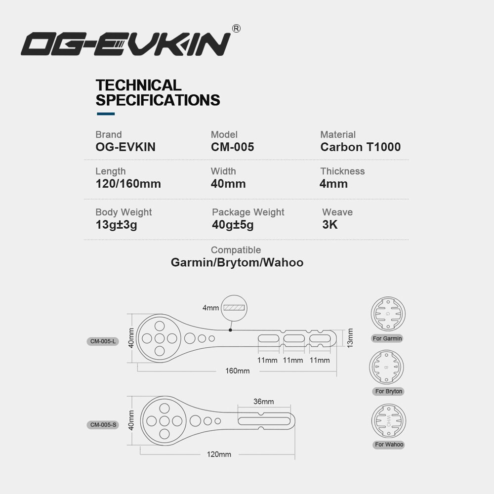 OG-EVKIN CM-005 Kohlenstoff Fiber Computer Montieren für Garmi/Bryton/Wahoo/Kamera/Licht Fahrrad Zubehör Fahrrad Lenker halterung