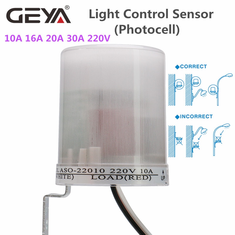 Geya Foto Sensor Licht Sensor Operated Auto Fotocel Street Foto-elektrische Schakelaar Max 30A