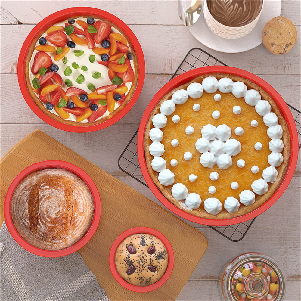 4/6/8/10inch Silicone Cake Mold Tray Pans Round Kitchen Silicone Nonstick Baking Pans Reusable Cake Pans Baking Tools