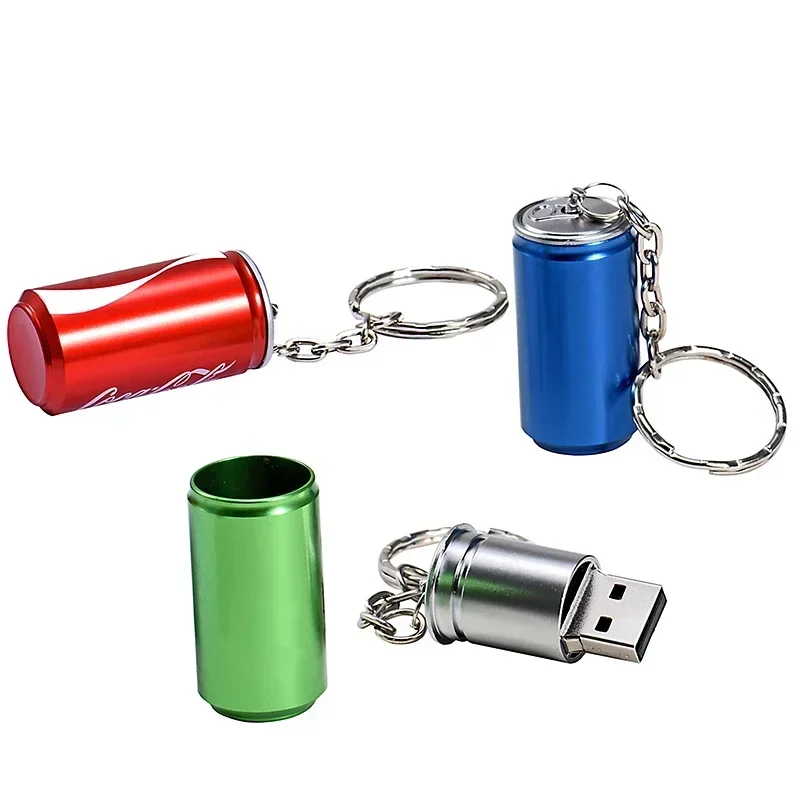 Boîtes de Coke créatives clé USB 2.0 avec porte-clés clé Portable capacité réelle clé mémoire 64GB/32GB/16GB/8GB disque U