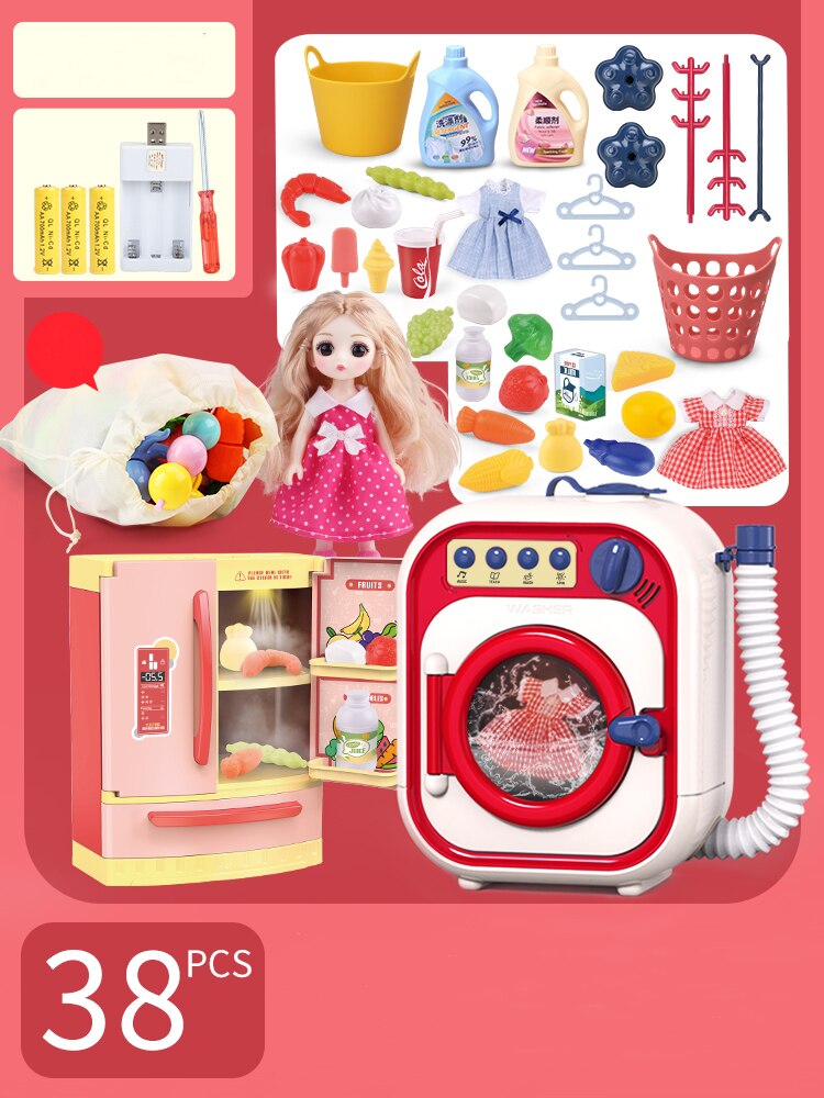 I bambini fingono di giocare a casa Set di giocattoli finta pulizia della casa simulazione lavatrice elettrodomestici lavori domestici Design giocattoli per bambini regalo: 007