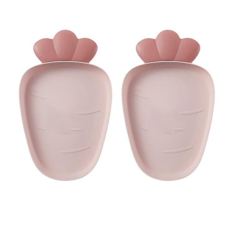 2 stk gulerod form snack fad slik frugt tallerken tør mad tallerken skål plast serveringsplade hjem dekorationer: 2 stk lyserød