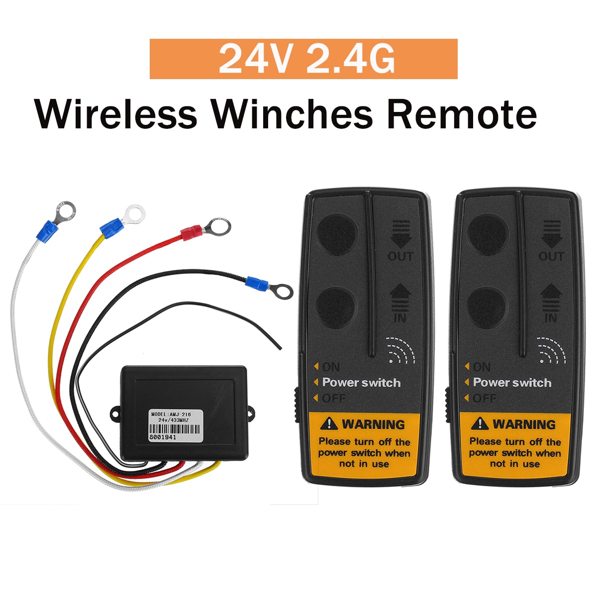 2.4G 24V 50m Digital Wireless Winches Remote Control Recovery Kits 100Ft For Jeep SUV Off-roads Trucks