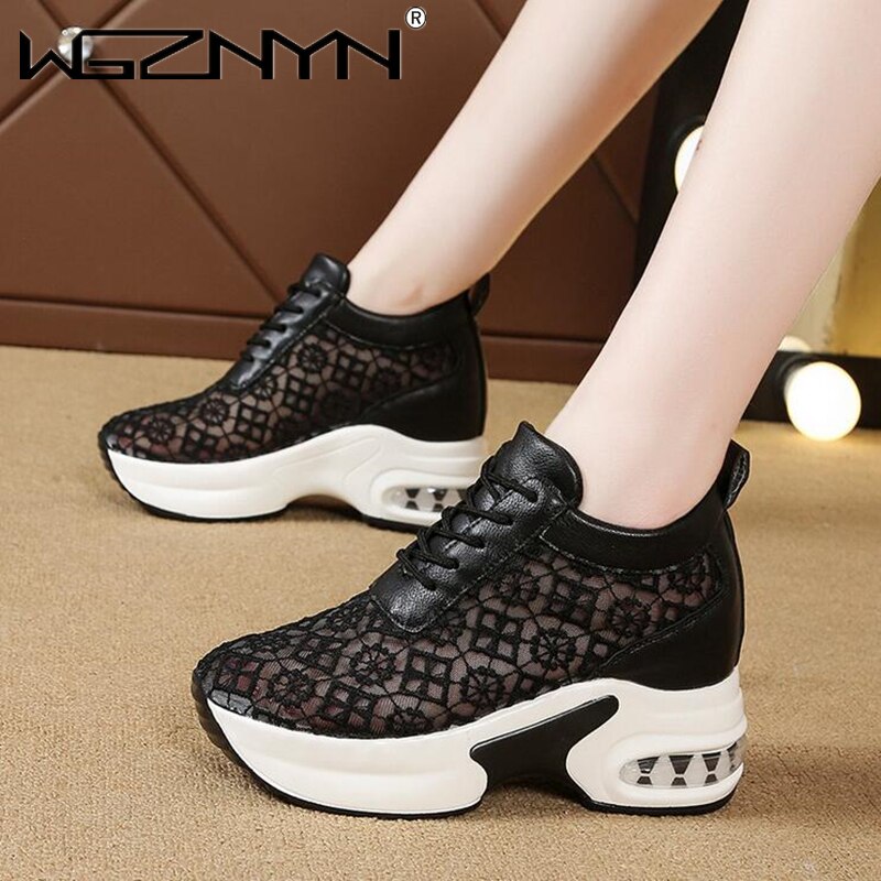 Zomer dames platform wedge outdoor sportschoenen hoge hak dames casual schoenen mesh ademende dames chunky sneakers