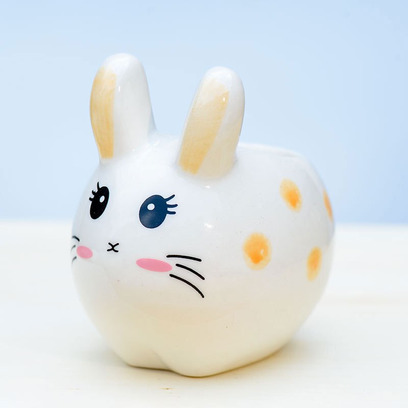 Petit pot de fleurs charnu en céramique, joli petit lapin, décoration de bureau, de bureau artisanaux: 05