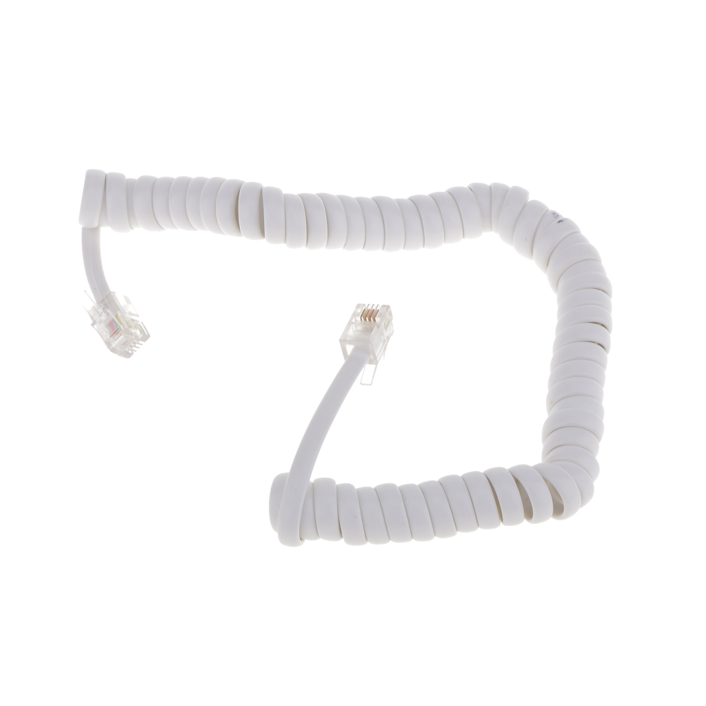 Handset Cord, Telephone Handset Coiled Cord Cable Telephone Spiral Cable 5.7ft White