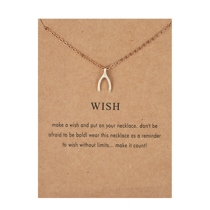 Mode Make A Wish Card Ketting Sieraden Goud Kleur Uil Veer Olifant Vleugel Eenhoorn Vlinder Hart Hanger Vrouwen Bijoux