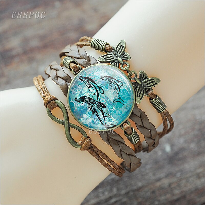 Zee Schildpad Octopus Dolfijn Zeester Multilayer Gevlochten Infinity Armband Enkelband Punk Stijl Mannen Vrouwen Mode Schildpad Sieraden: size 7