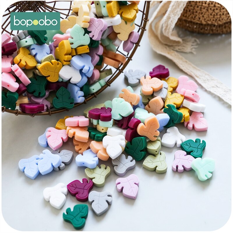 Bopoobo Silicone Teether Bead 10pcs BPA Free Silicone Turtle Leaf Beads Silicone Beads Baby Teething Beads Baby Teether