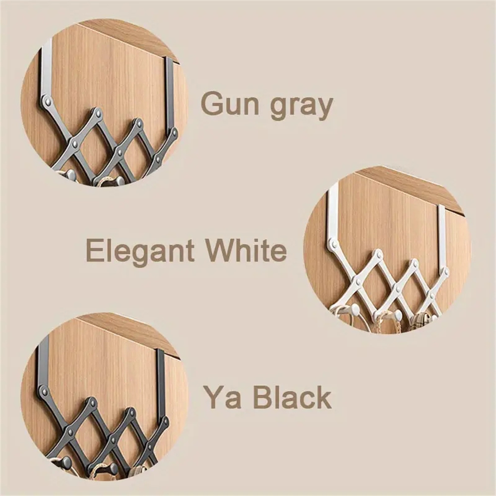4/5/ 6 Hooks Modern Metal Door Hooks Foldable Storage Rack No need to drill holes, space saving door hooks for coats, bags