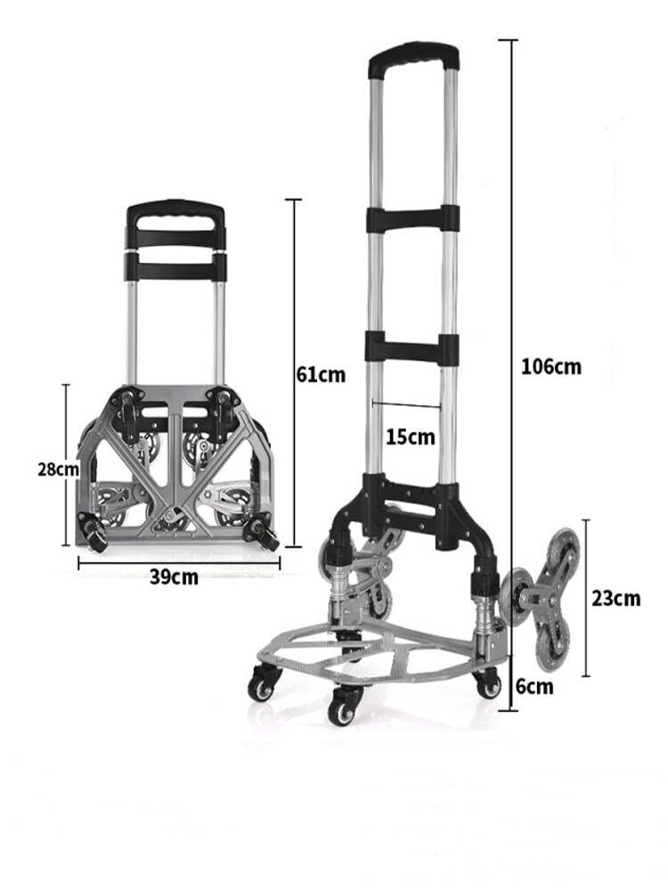 B-LIFE Aluminum Stair Climber Hand Truck Nose Plate Stair Climbing Hand Truck 6 Wheels Hand Truck Dolly Stair Climber Hand Truck