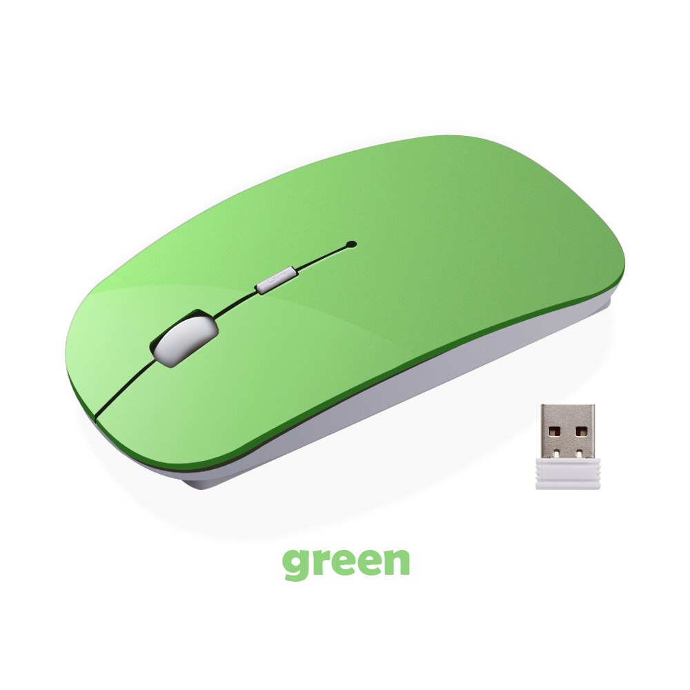 1 pc bærbare 2.4g trådløse mus ultratynne usb optiske mus stille knapp for pc bærbar macbook desktop air pro: Grønn